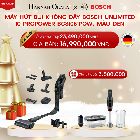  A375_DEAL 2: [PRE-ORDER 10.12] MÁY HÚT BỤI KHÔNG DÂY BOSCH UNLIMITED 10 PROPOWER BCS1051POW, MÀU ĐEN. 