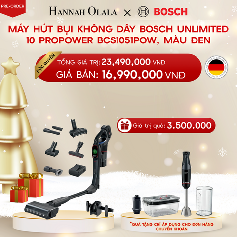  DEAL 2: [PRE-ORDER 10.12] MÁY HÚT BỤI KHÔNG DÂY BOSCH UNLIMITED 10 PROPOWER BCS1051POW, MÀU ĐEN. 