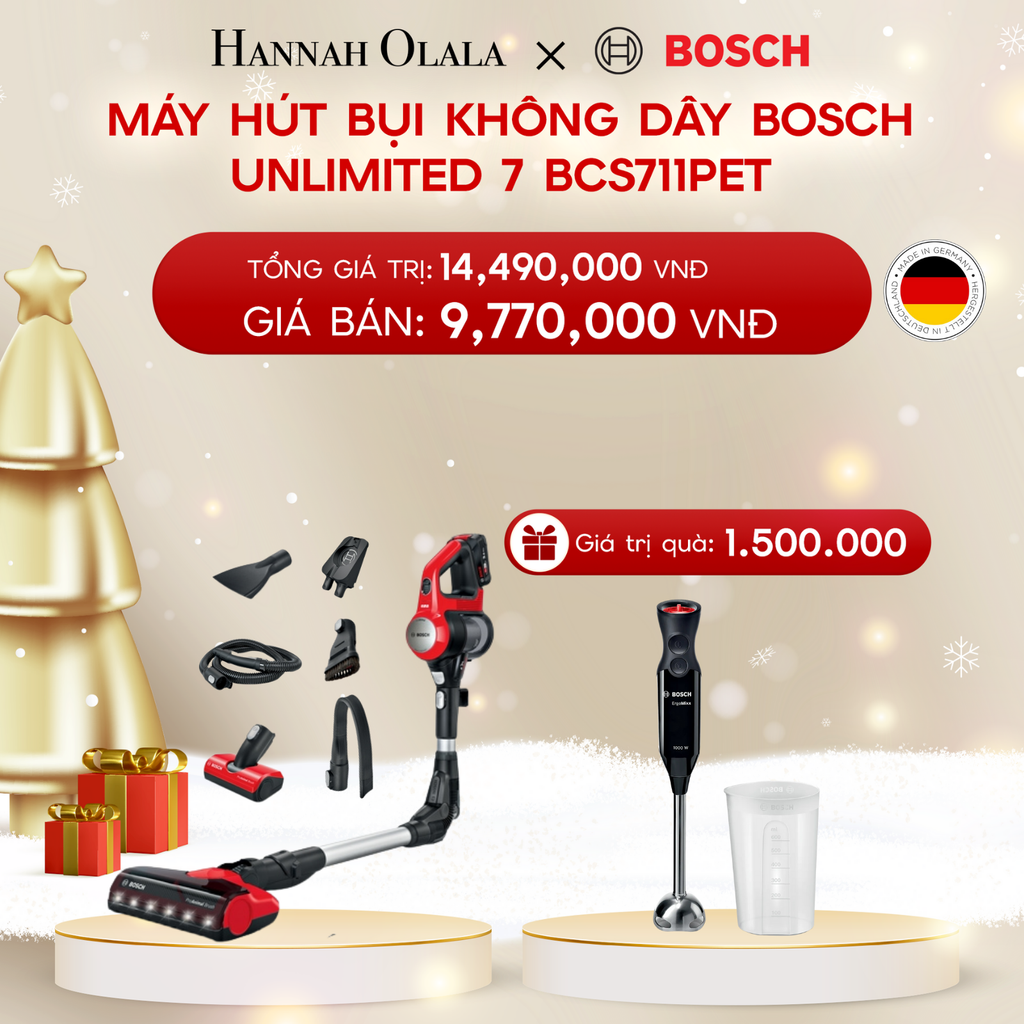  A377_DEAL 4: MÁY HÚT BỤI KHÔNG DÂY BOSCH UNLIMITED 7 BCS711PET 