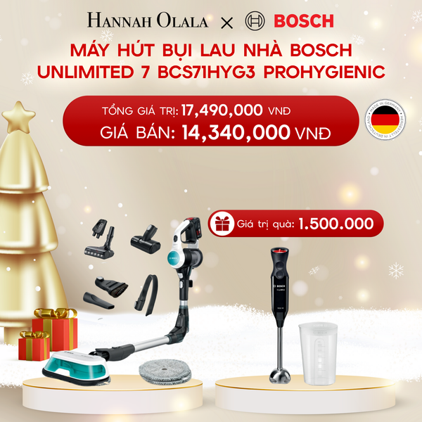  A378_DEAL 5: MÁY HÚT BỤI LAU NHÀ BOSCH UNLIMITED 7 BCS71HYG3 PROHYGIENIC 