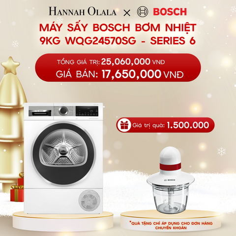  DEAL 6: MÁY SẤY BOSCH BƠM NHIỆT 9KG WQG24570SG - SERIES 6 