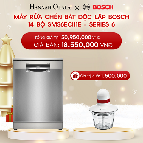  A382_DEAL 9: MÁY RỬA CHÉN BÁT ĐỘC LẬP BOSCH 14 BỘ SMS6ECI11E - SERIES 6 
