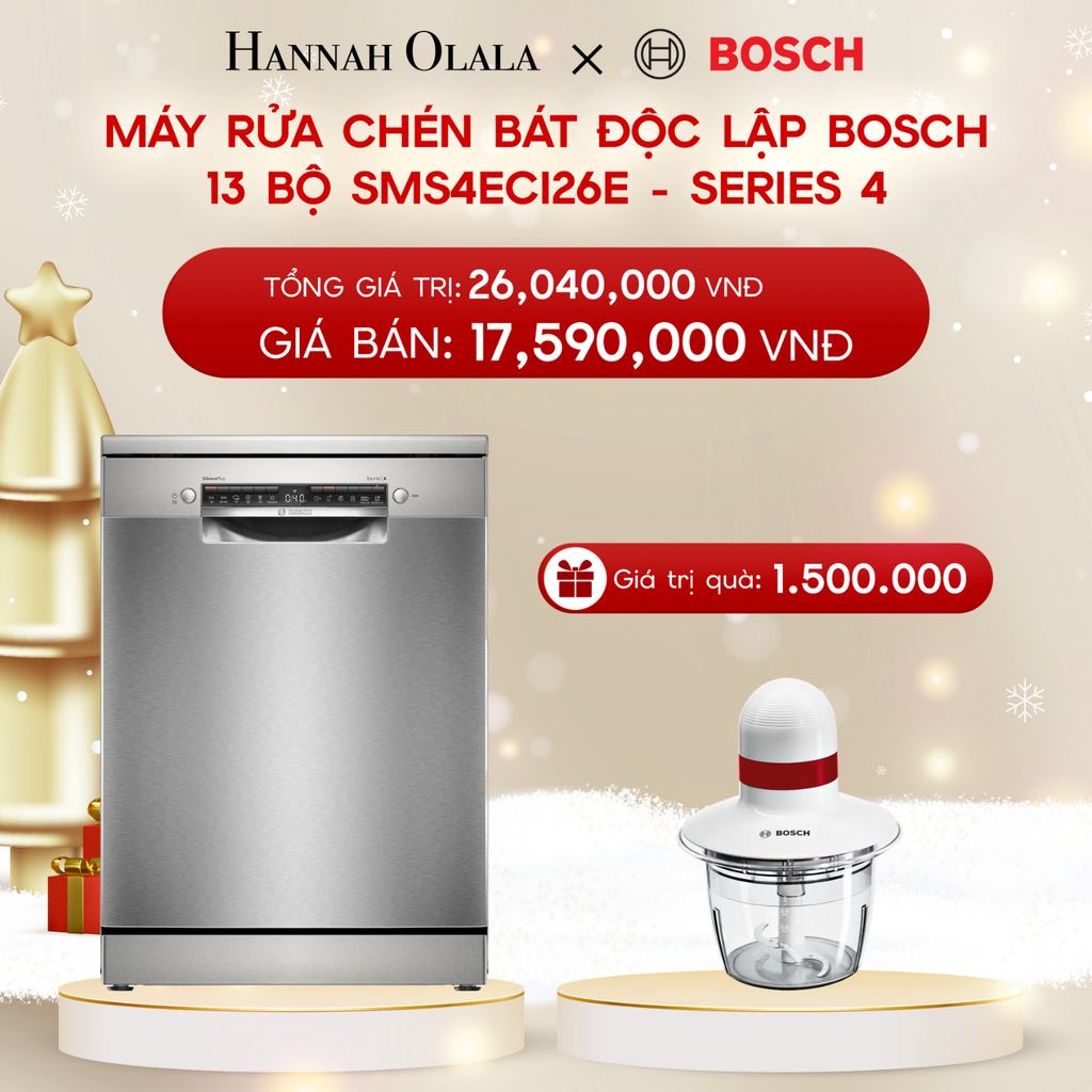  A175_DEAL 13: MÁY RỬA CHÉN BÁT ĐỘC LẬP BOSCH 13 BỘ SMS4ECI26E - SERIES 4 