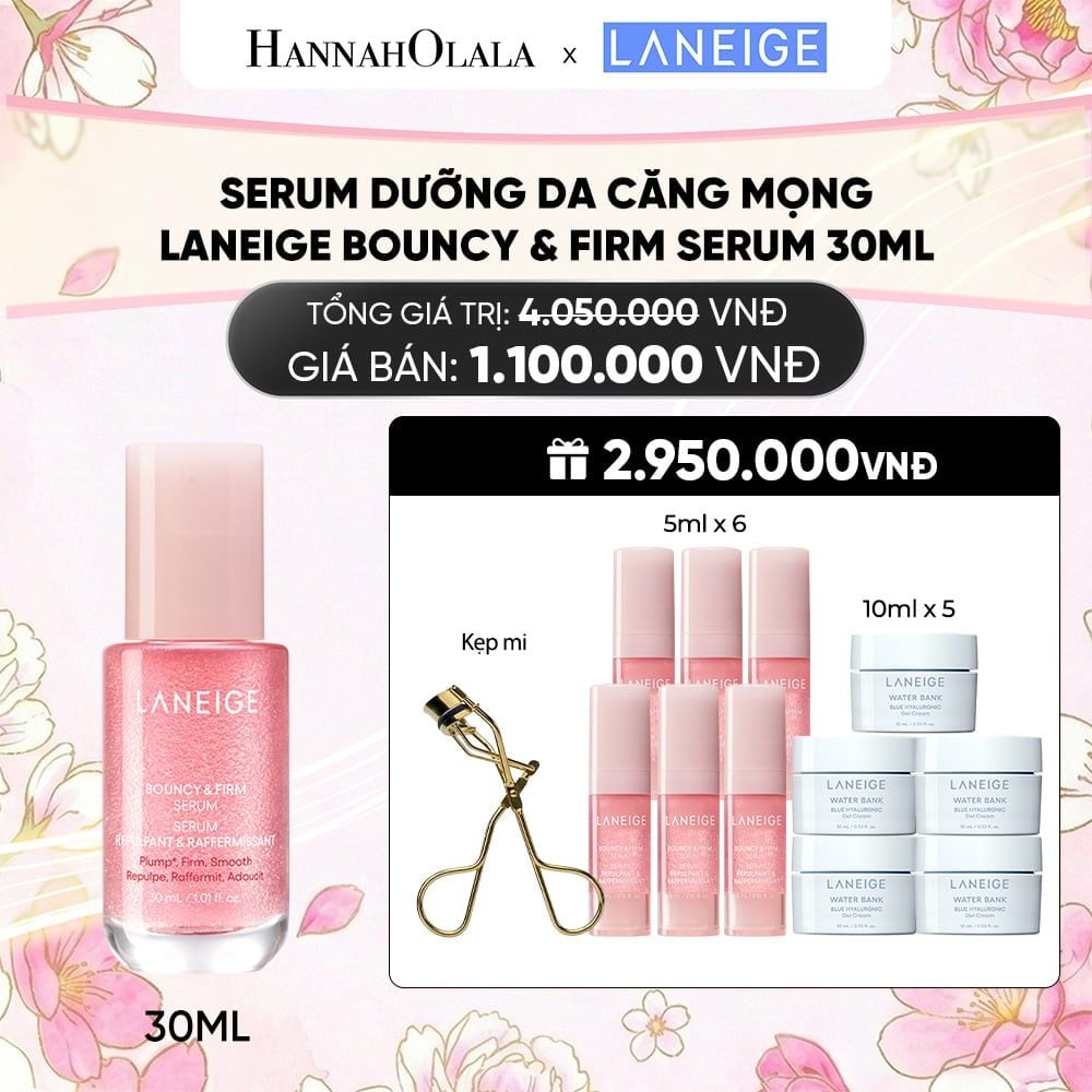  SERUM TĂNG CƯỜNG COLLAGEN, LÀM MỜ DẤU HIỆU LÃO HÓA, GIÚP DA CĂNG SÁNG LANEIGE BOUNCY & FIRM SERUM 30ML 