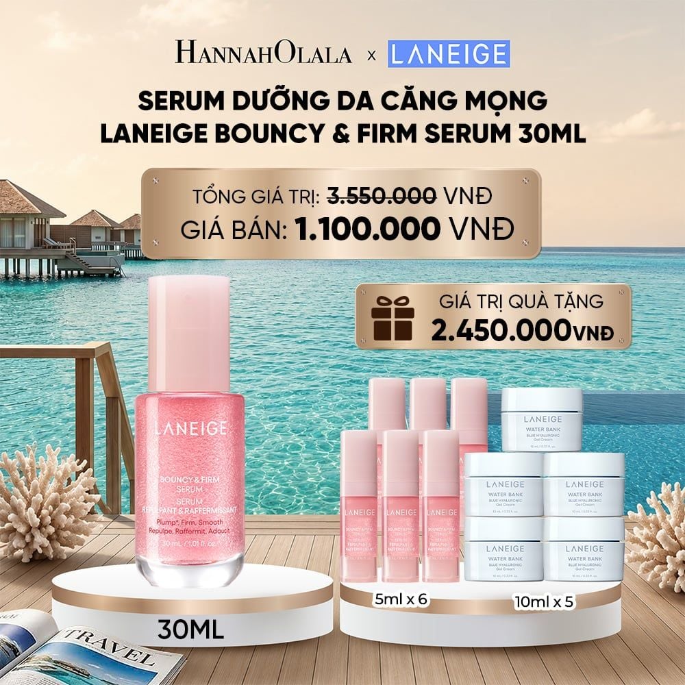 SERUM TĂNG CƯỜNG COLLAGEN, LÀM MỜ DẤU HIỆU LÃO HÓA, GIÚP DA CĂNG SÁNG LANEIGE BOUNCY & FIRM SERUM 30ML 