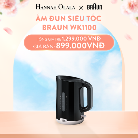  A136_DEAL 1: ẤM ĐUN SIÊU TỐC BRAUN WK1100 DUNG TÍCH 1.7L CÔNG SUẤT 2200W MẠNH MẼ 