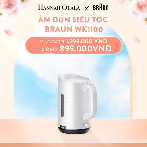 A136_DEAL 1: ẤM ĐUN SIÊU TỐC BRAUN WK1100 DUNG TÍCH 1.7L CÔNG SUẤT 2200W MẠNH MẼ 