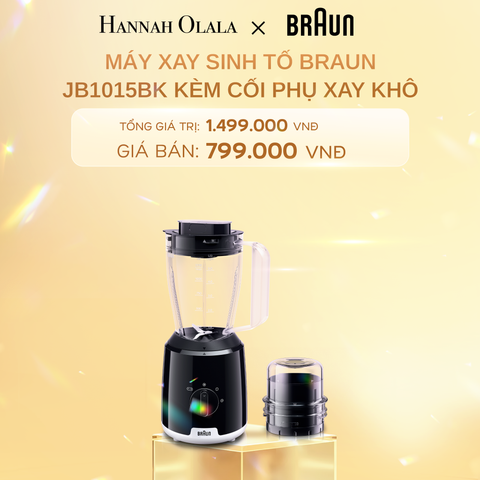  DEAL 2: MÁY XAY SINH TỐ BRAUN JB1015BK KÈM CỐI PHỤ XAY KHÔ 