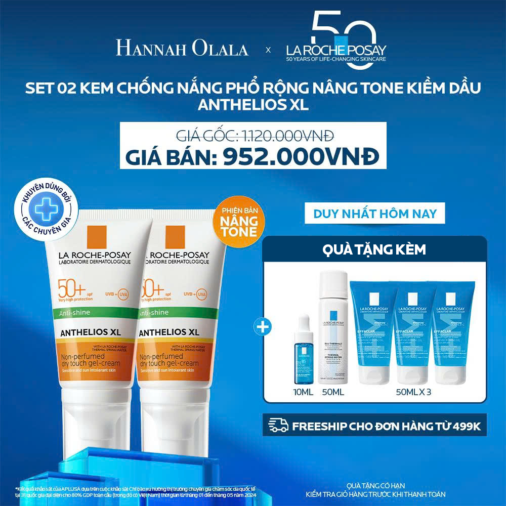  DEAL 2: BỘ ĐÔI KEM CHỐNG NẮNG BẢO VỆ DA, KIỂM SOÁT DẦU ANTHELIOS XL OIL CONTROL GEL CREAM 50ML 