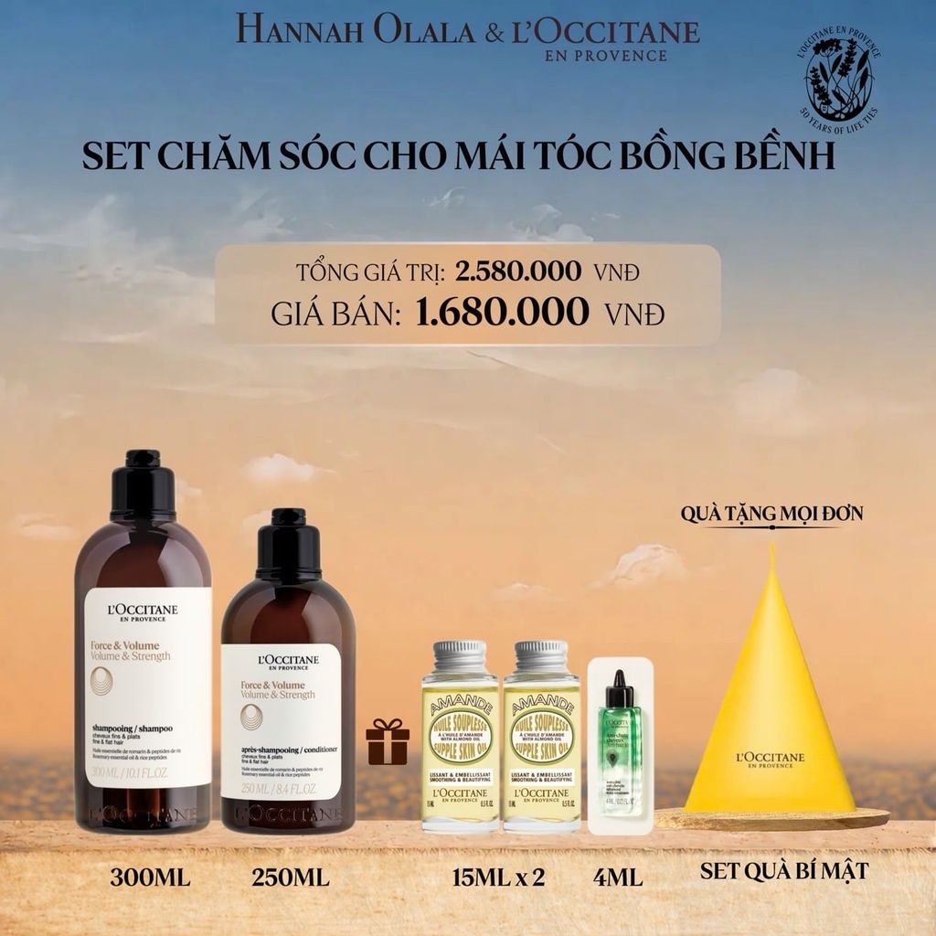  SET CHĂM SÓC CHO MÁI TÓC BỒNG BỀNH L'OCCITANE VOLUME & STRENGTH 