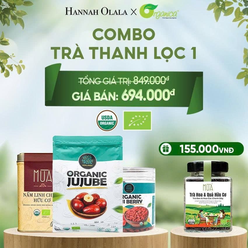  E76_DEAL 5: COMBO TRÀ THANH LỌC 1 X TÁO ĐỎ HỮU CƠ SONLANGA 500GR 1 X KỶ TỬ HỮU CƠ SONLANGA 200GR 1X LINH CHI MÙA 80GR 