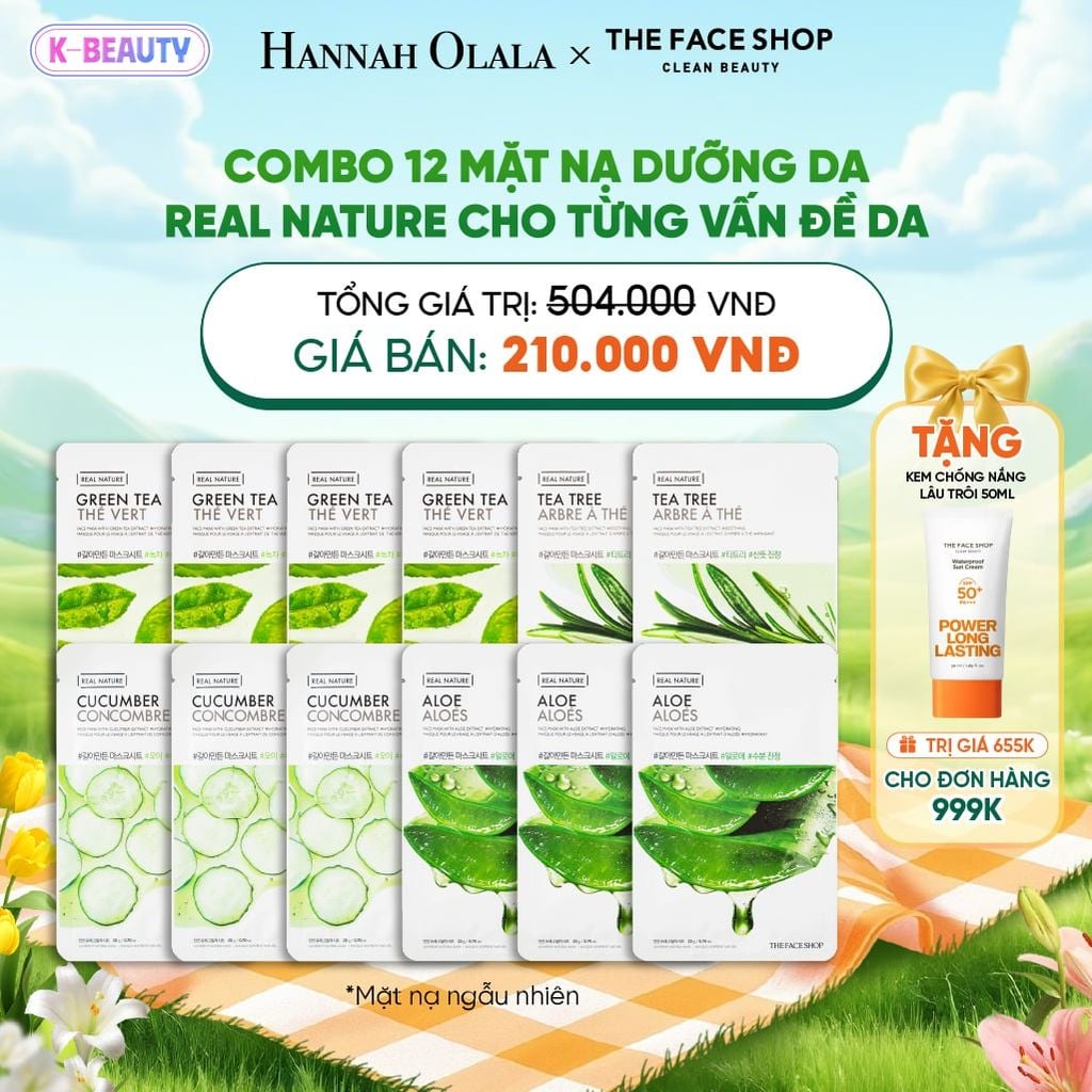  COMBO 12 MẶT NẠ DƯỠNG DA REAL NATURE CHO TỪNG VẤN ĐỀ DA_K128 