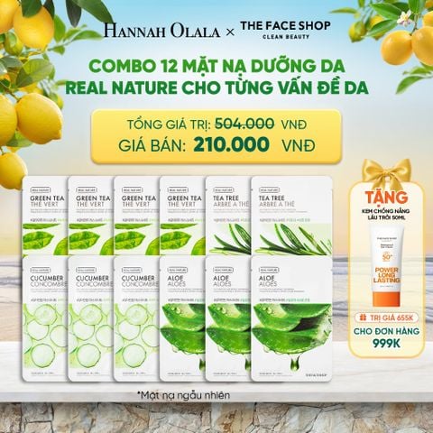  COMBO 12 MẶT NẠ DƯỠNG DA REAL NATURE CHO TỪNG VẤN ĐỀ DA 