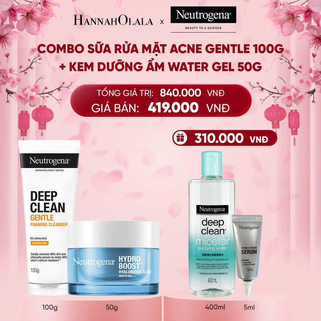  DEAL 8: COMBO SỮA RỬA MẶT ACNE GENTLE CLEANSER 100G + KEM DƯỠNG ẨM WATER GEL 50G 