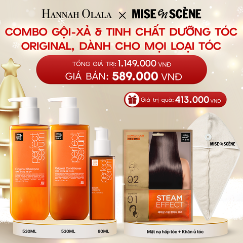  DEAL 2: COMBO GỘI XẢ 530ML VÀ TINH CHẤT 80ML MISE EN SCENE PERFECT SERUM ORIGINAL DƯỠNG TÓC MỀM MƯỢT, HỖ TRỢ PHỤC HỒI TÓC HƯ TỔN 