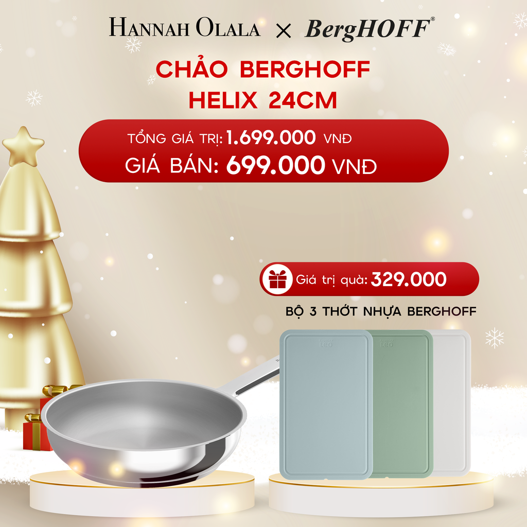  A905_DEAL 1: CHẢO BERGHOFF HELIX 24CM – TẶNG BỘ 3 THỚT NHỰA BERGHOFF 