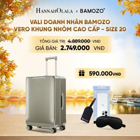  DEAL 5: VALI DOANH NHÂN BAMOZO VERO KHUNG NHÔM CAO CẤP (TẶNG TAG HÀNH LÝ DA + TÚI ĐỰNG ĐT CHỐNG NƯỚC + BỊT MẮT LỤA SATIN) - E1286 