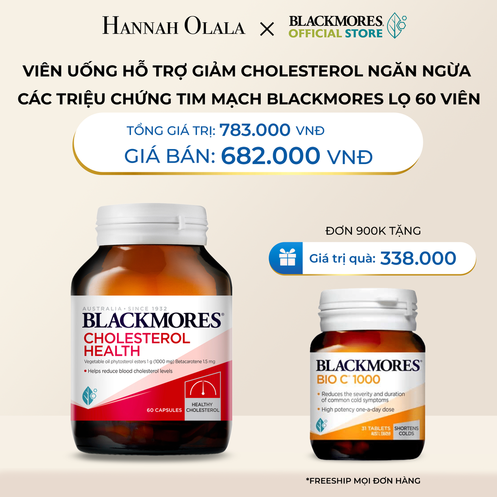  DEAL 7: VIÊN UỐNG HỖ TRỢ GIẢM CHOLESTEROL NGĂN NGỪA CÁC TRIỆU CHỨNG TIM MẠCH BLACKMORES CHOLESTEROL HEALTH LỌ 60 VIÊN 