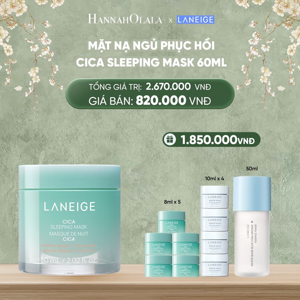  D1170_DEAL 12: [PHIÊN BẢN CẢI TIẾN] MẶT NẠ NGỦ PHỤC HỒI VÀ NUÔI DƯỠNG DA LANEIGE CICA SLEEPING MASK 60ML 
