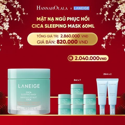  DEAL 12: [PHIÊN BẢN CẢI TIẾN] MẶT NẠ NGỦ PHỤC HỒI VÀ NUÔI DƯỠNG DA LANEIGE CICA SLEEPING MASK 60ML 