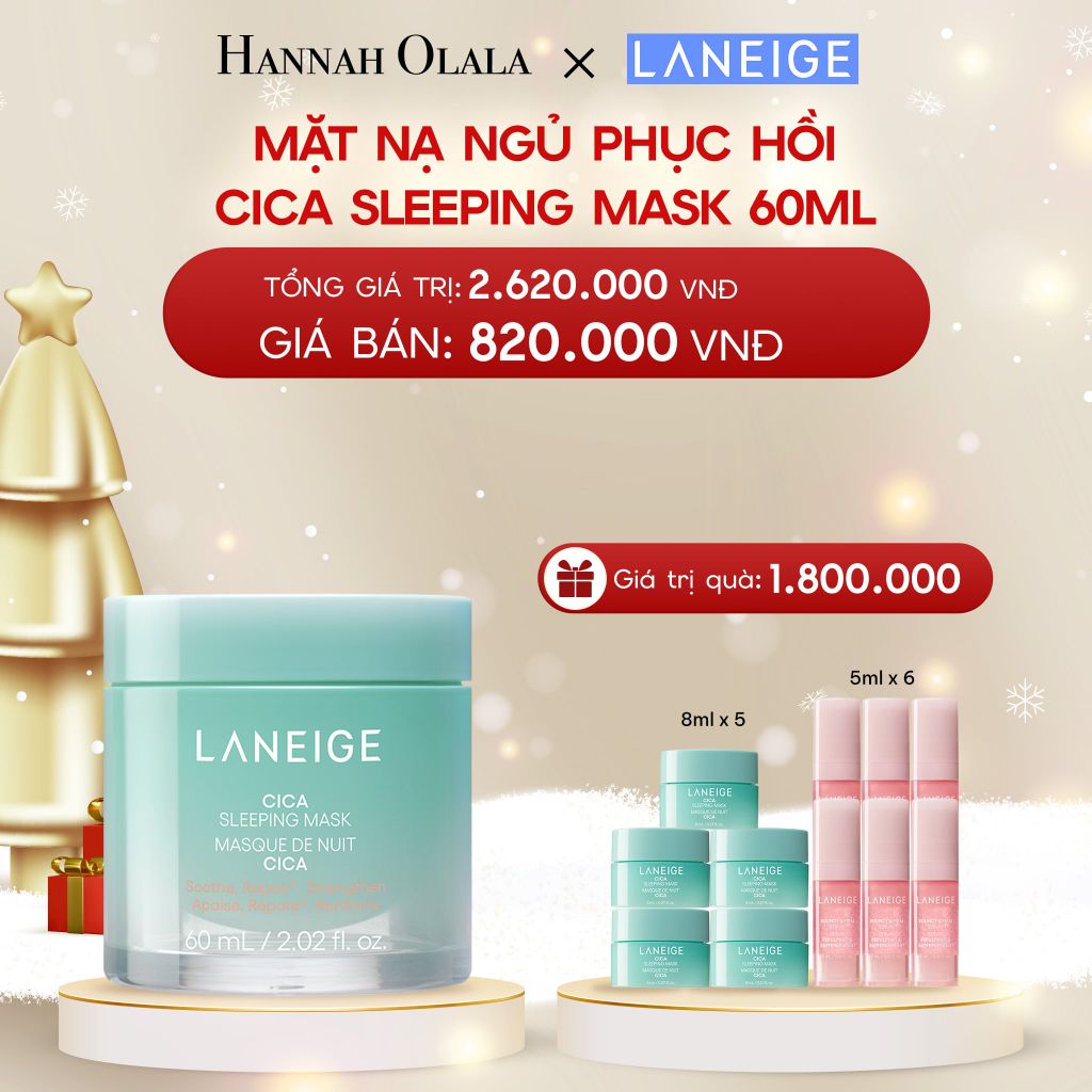  A614_DEAL 12: [PHIÊN BẢN CẢI TIẾN] MẶT NẠ NGỦ PHỤC HỒI VÀ NUÔI DƯỠNG DA LANEIGE CICA SLEEPING MASK 60ML 