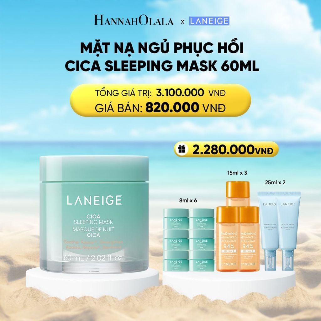  [PHIÊN BẢN CẢI TIẾN] MẶT NẠ NGỦ PHỤC HỒI VÀ NUÔI DƯỠNG DA LANEIGE CICA SLEEPING MASK 60ML 