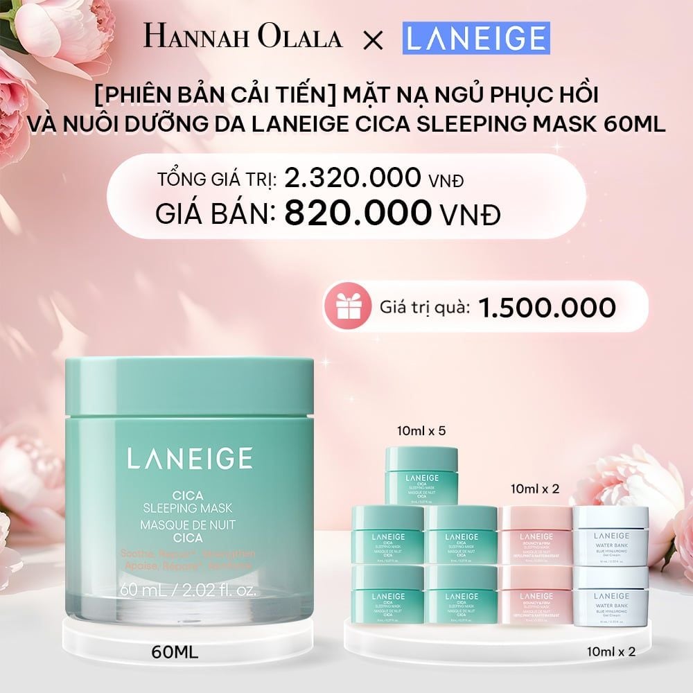  E130: DEAL 12: [PHIÊN BẢN CẢI TIẾN] MẶT NẠ NGỦ PHỤC HỒI VÀ NUÔI DƯỠNG DA LANEIGE CICA SLEEPING MASK 60ML - [GIAO HÀNG TỪ 03/10] 