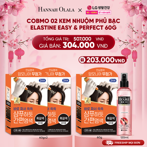  A835_DEAL 40:COBMO 02 KEM NHUỘM PHỦ BẠC ELASTINE EASY & PERFECT NÂU TỰ NHIÊN 60G 