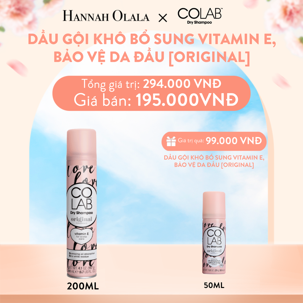  A203_DEAL 3A: MUA 1 DẦU GỘI KHÔ COLAB BỔ SUNG VITAMIN E, BẢO VỆ DA ĐẦU [ORIGINAL] 200ML TẶNG 1 DẦU GỘI KHÔ COLAB BỔ SUNG VITAMIN E, BẢO VỆ DA ĐẦU [TRUYỀN THỐNG] 50ML 