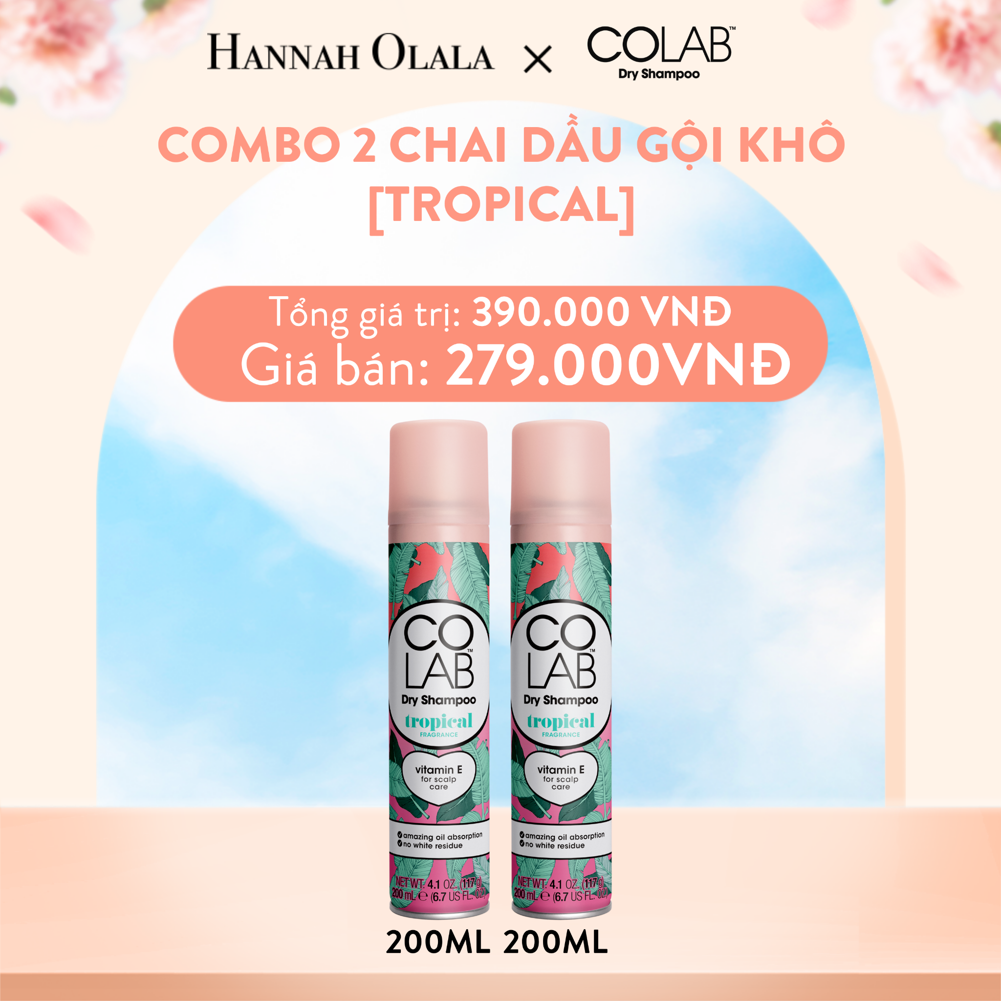  A202_DEAL 6B: COMBO 2 CHAI DẦU GỘI KHÔ 200ML [TROPICAL] 