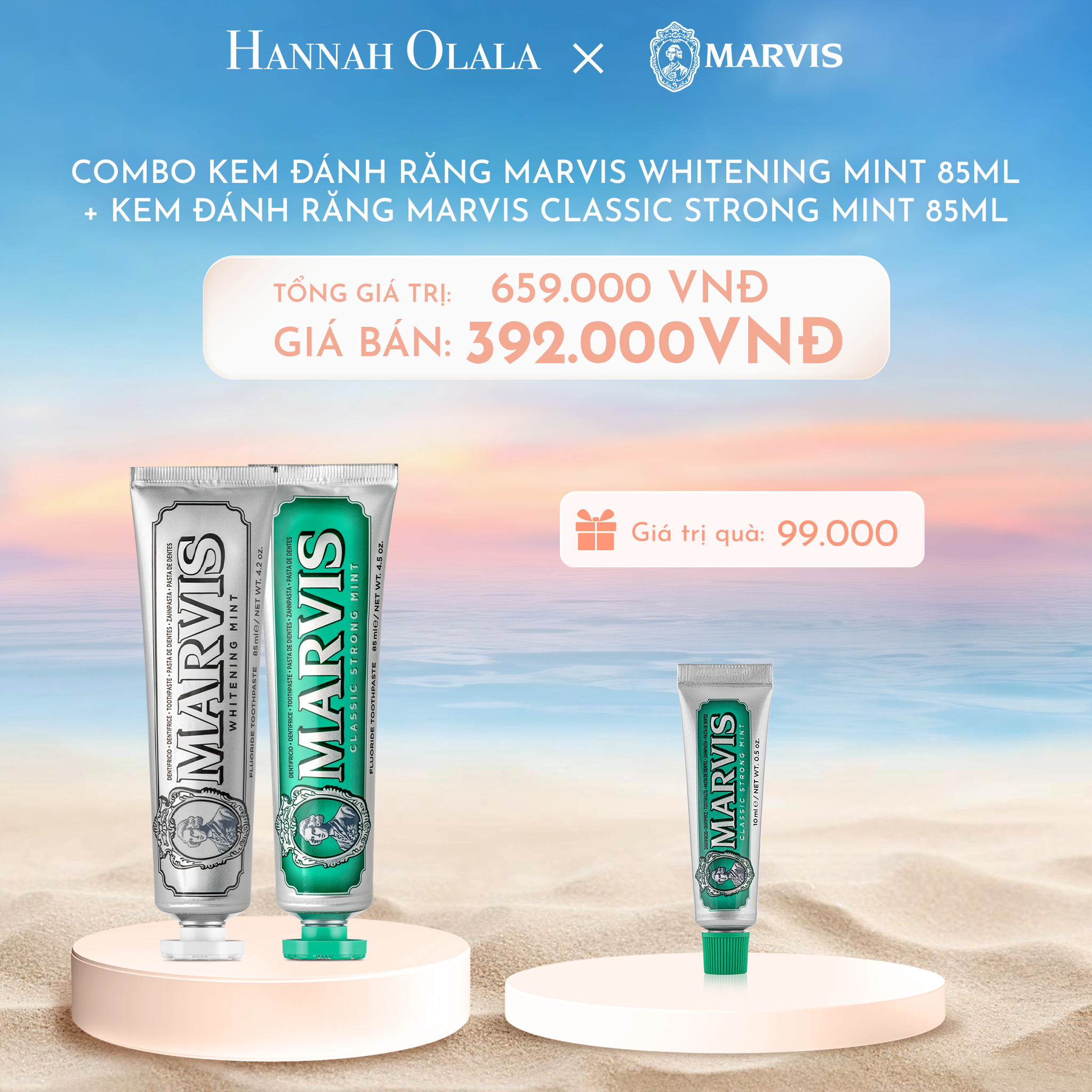 C208_DEAL 6: KEM ĐÁNH RĂNG MARVIS WHITENING MINT 85ML + KEM ĐÁNH RĂNG MARVIS KHÁC 