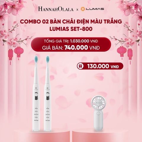  DEAL 24: COMBO 02 BÀN CHẢI ĐIỆN MÀU TRẮNG LUMIAS SET-800 