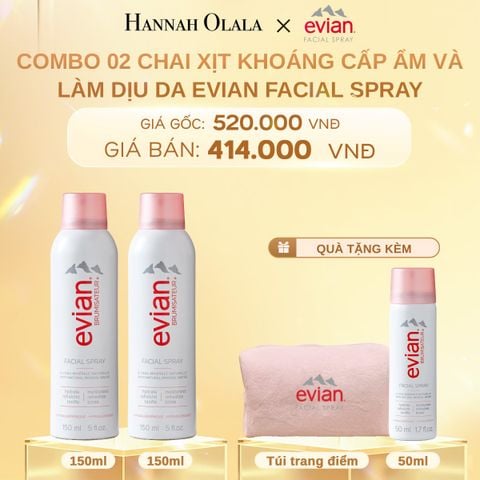  C354_DEAL 2: COMBO 2 CHAI XỊT KHOÁNG CẤP ẨM, LÀM DỊU DA EVIAN FACIAL SPRAY 150ML 