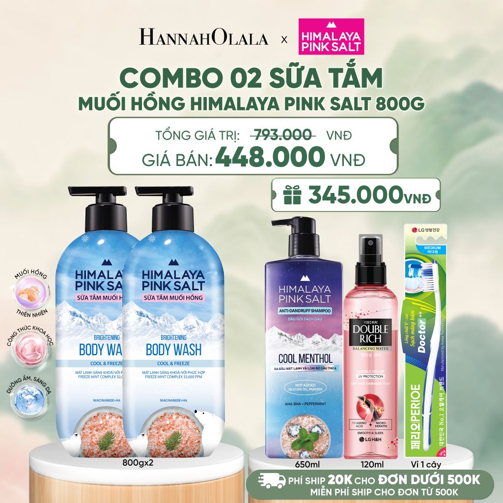  COMBO 02 SỮA TẮM MUỐI HỒNG HIMALAYA PINK SALT TƯƠI MÁT VÀ SẢNG KHOÁI 800G - A361 