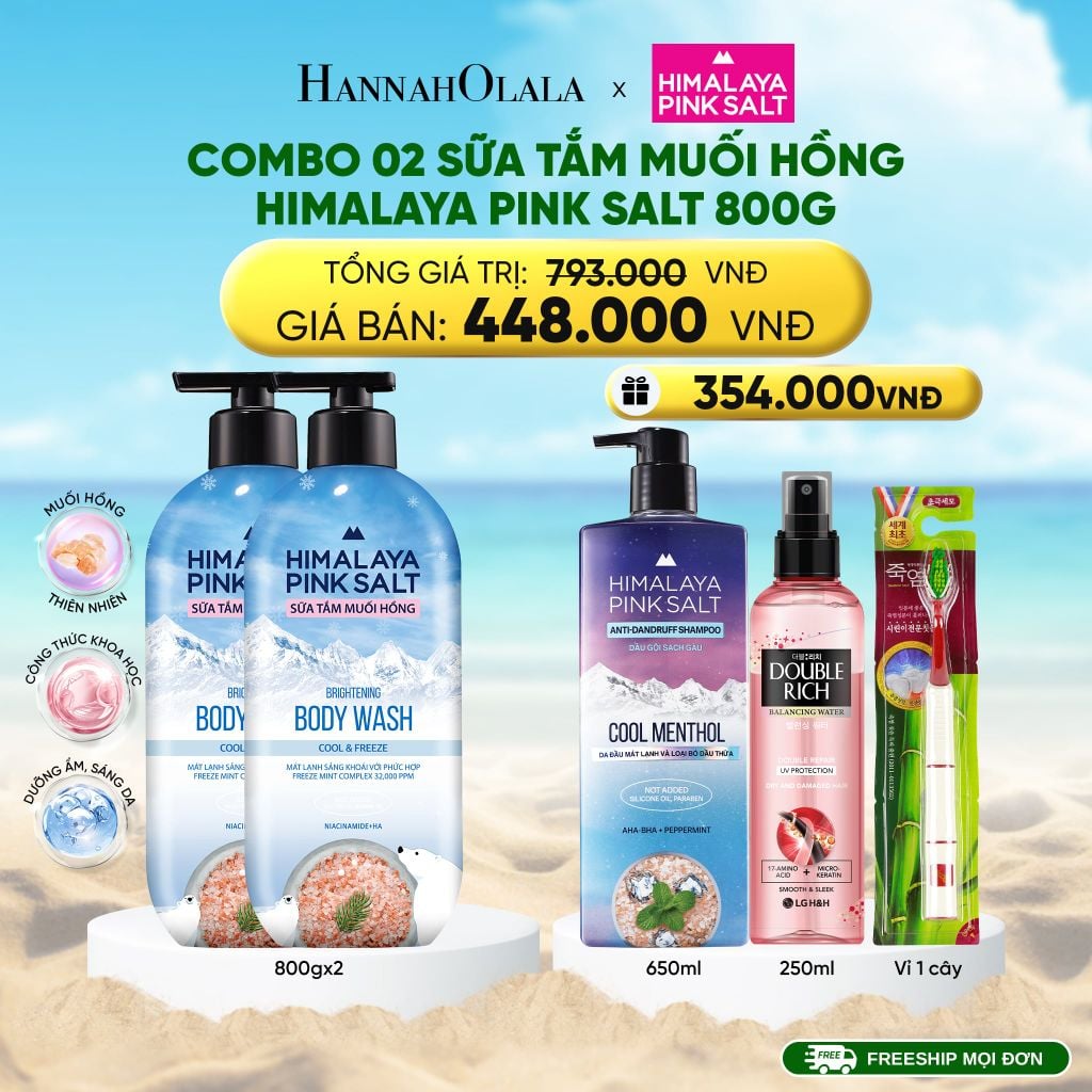  DEAL 14: COMBO 02 SỮA TẮM MUỐI HỒNG HIMALAYA PINK SALT TƯƠI MÁT VÀ SẢNG KHOÁI 800G 