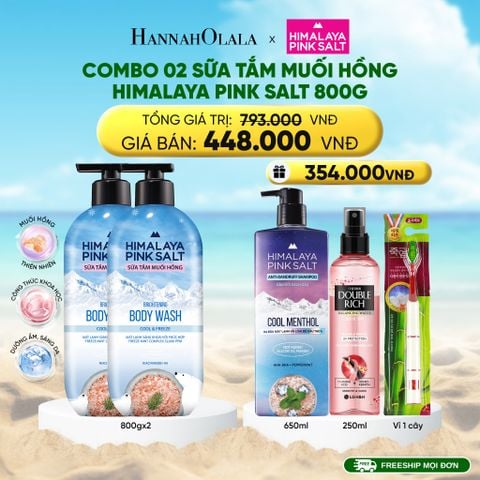  DEAL 14: COMBO 02 SỮA TẮM MUỐI HỒNG HIMALAYA PINK SALT TƯƠI MÁT VÀ SẢNG KHOÁI 800G 