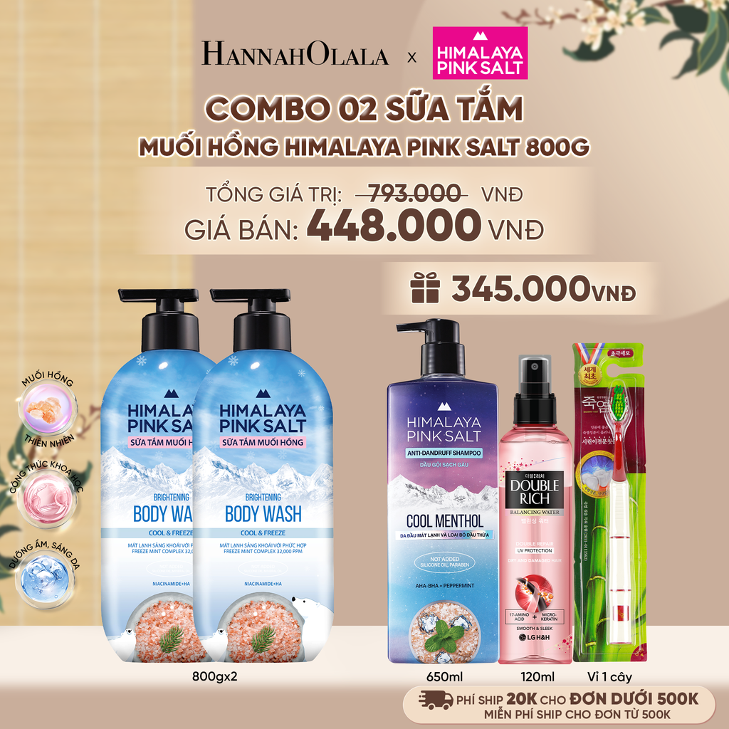  COMBO 02 SỮA TẮM MUỐI HỒNG HIMALAYA PINK SALT TƯƠI MÁT VÀ SẢNG KHOÁI 800G - A2326 