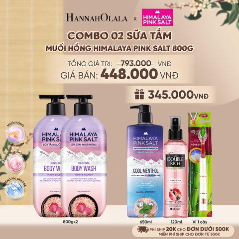  COMBO 02 SỮA TẮM MUỐI HỒNG HIMALAYA PINK SALT TƯƠI MÁT VÀ SẢNG KHOÁI 800G - A2326 