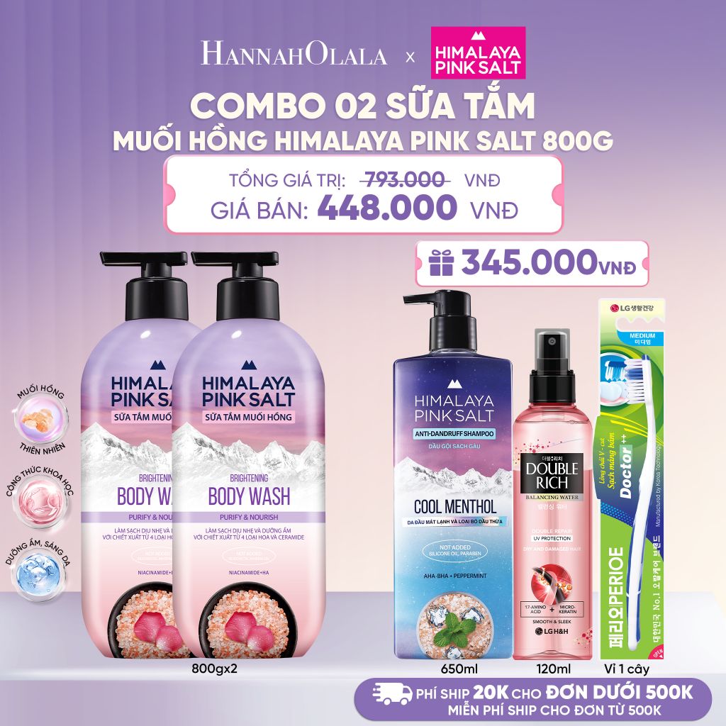  COMBO 02 SỮA TẮM MUỐI HỒNG HIMALAYA PINK SALT TƯƠI MÁT VÀ SẢNG KHOÁI 800G - L097 