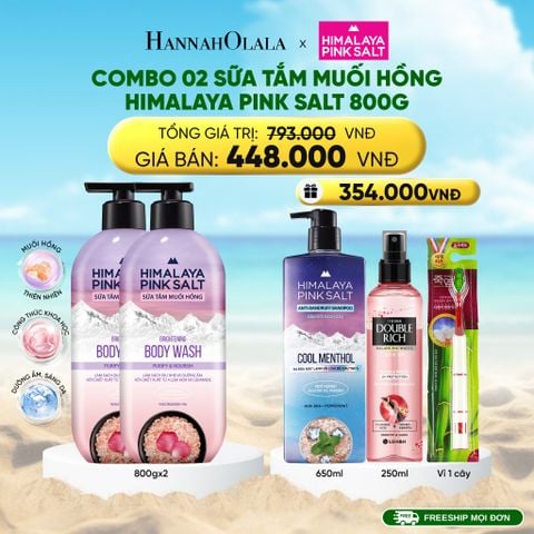  DEAL 14: COMBO 02 SỮA TẮM MUỐI HỒNG HIMALAYA PINK SALT TƯƠI MÁT VÀ SẢNG KHOÁI 800G 