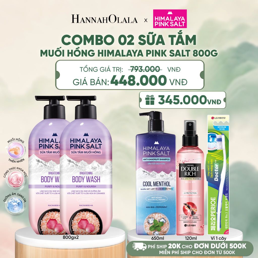  COMBO 02 SỮA TẮM MUỐI HỒNG HIMALAYA PINK SALT TƯƠI MÁT VÀ SẢNG KHOÁI 800G - A361 