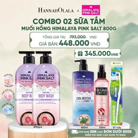  COMBO 02 SỮA TẮM MUỐI HỒNG HIMALAYA PINK SALT TƯƠI MÁT VÀ SẢNG KHOÁI 800G - A361 