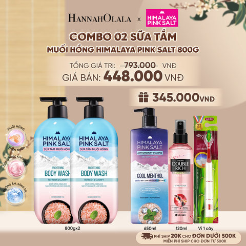  COMBO 02 SỮA TẮM MUỐI HỒNG HIMALAYA PINK SALT TƯƠI MÁT VÀ SẢNG KHOÁI 800G - A2326 