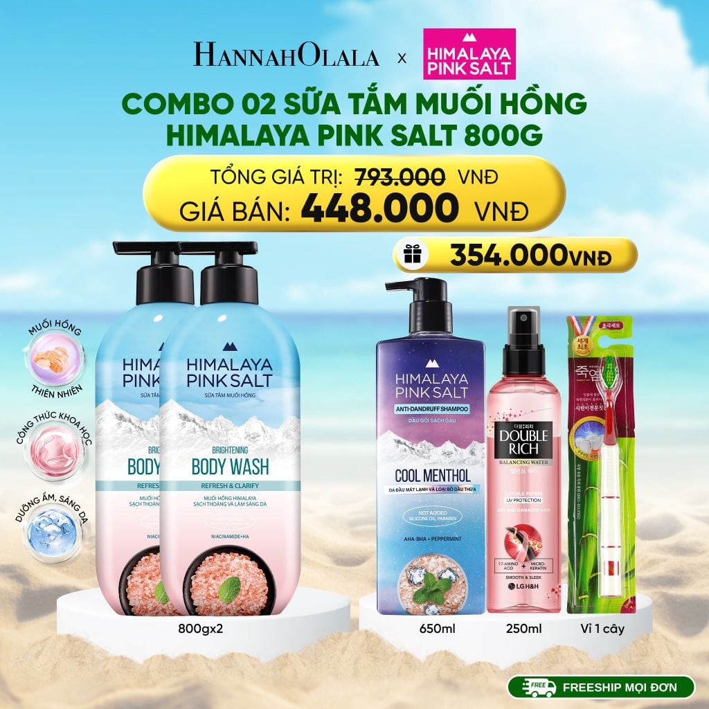  DEAL 14: COMBO 02 SỮA TẮM MUỐI HỒNG HIMALAYA PINK SALT TƯƠI MÁT VÀ SẢNG KHOÁI 800G 