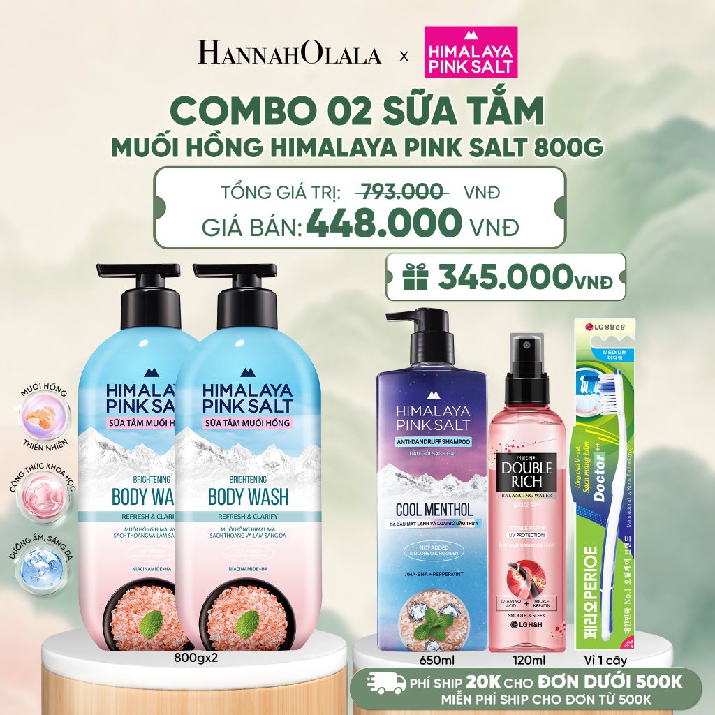  COMBO 02 SỮA TẮM MUỐI HỒNG HIMALAYA PINK SALT TƯƠI MÁT VÀ SẢNG KHOÁI 800G - A361 