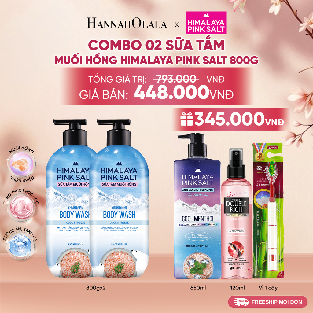  COMBO 02 SỮA TẮM MUỐI HỒNG HIMALAYA PINK SALT TƯƠI MÁT VÀ SẢNG KHOÁI 800G 