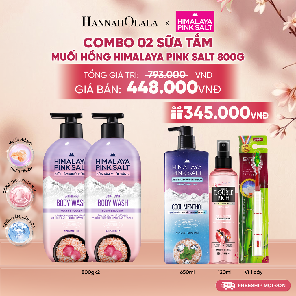  COMBO 02 SỮA TẮM MUỐI HỒNG HIMALAYA PINK SALT TƯƠI MÁT VÀ SẢNG KHOÁI 800G 