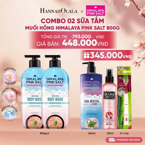  COMBO 02 SỮA TẮM MUỐI HỒNG HIMALAYA PINK SALT TƯƠI MÁT VÀ SẢNG KHOÁI 800G 