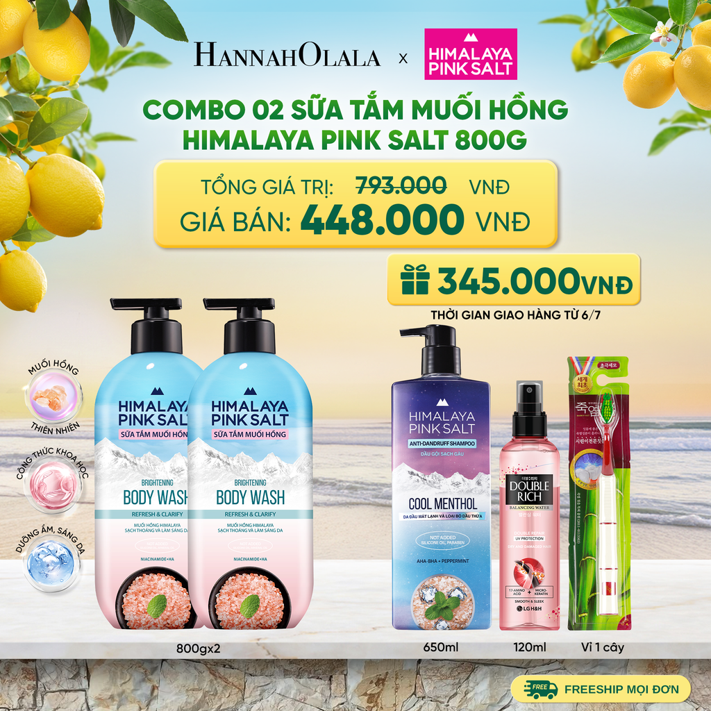  COMBO 02 SỮA TẮM MUỐI HỒNG HIMALAYA PINK SALT TƯƠI MÁT VÀ SẢNG KHOÁI 800G - A729 