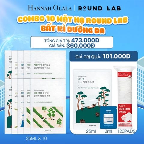  M60_DEAL 6: COMBO 10 MẶT NẠ ROUND LAB BẤT KÌ DƯỠNG DA (MUGWORT, SOYBEAN, BIRCH JUICE, PINE) 